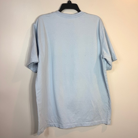 Carhartt Relaxed Fit Logo T Shirt Light Blue Mens Large Cotton Outdoor Basic Tee - Picture 7 of 9